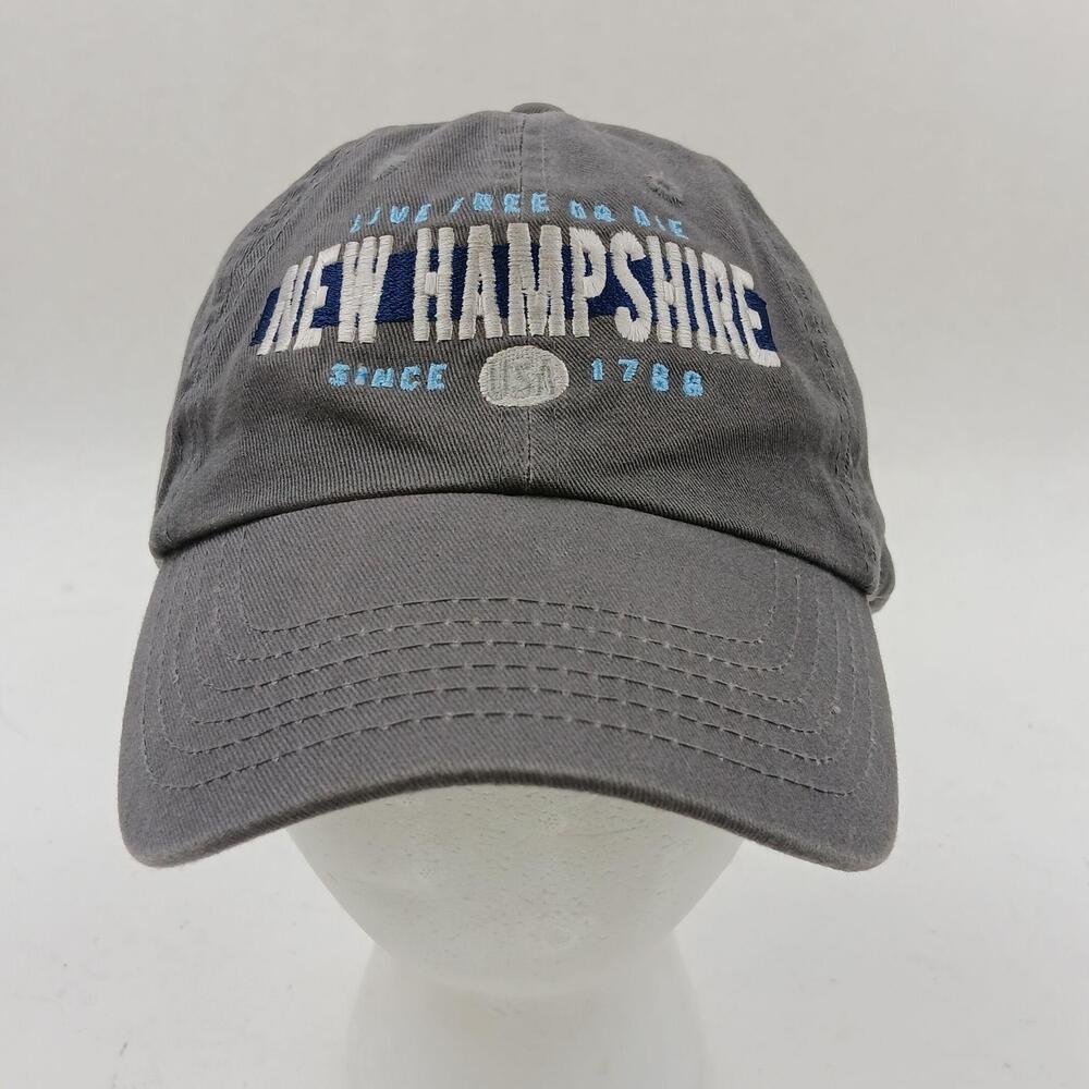 New Hampshire Hat Cap Strap Back One Size Gray Live Free Or Die Mens USA